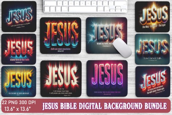 Jesus Bible Digital Background Bundle for Graphics & Crafts