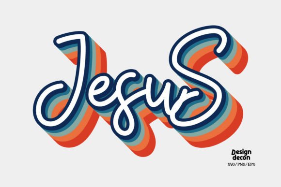 Jesus Christian Word Retro SVG PNG for Crafts and Graphics