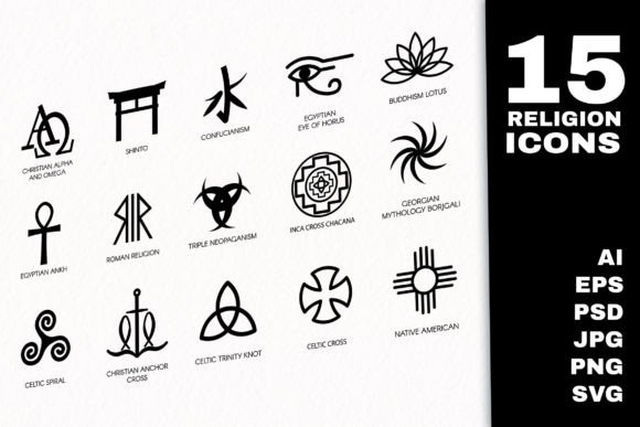 Religion Icons Set: A Versatile Graphics Collection